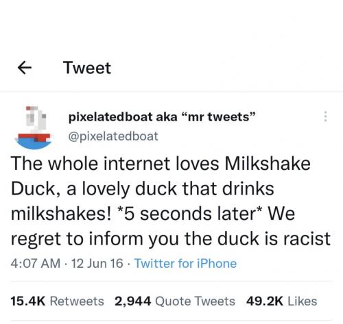 Milkshake duck tweet