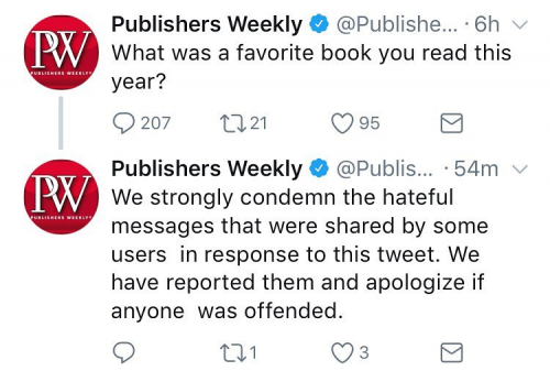 Publisher's Weekly favoirite book tweet