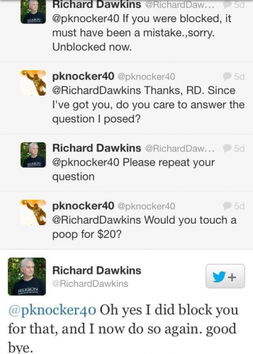 Dawkins "touch a poop" tweet